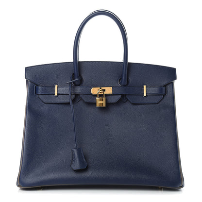 Hermes Epsom Horseshoe Birkin 35 Bleu Saphir Etain 1 of 35