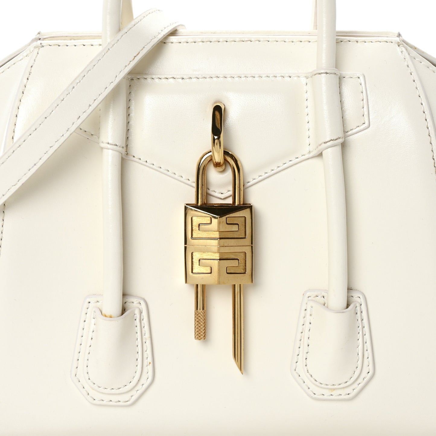 Box Calfskin Mini Lock Antigona Shoulder Bag Ivory
