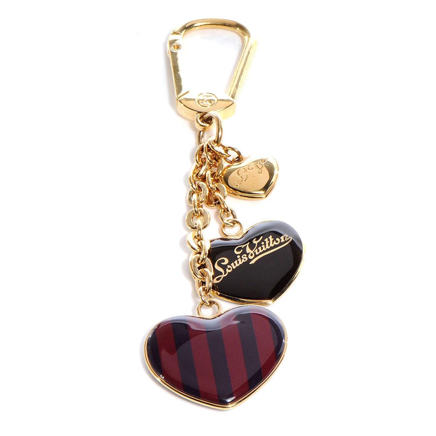 Rayures Coeur Bag Charm Key Holder Amarante
