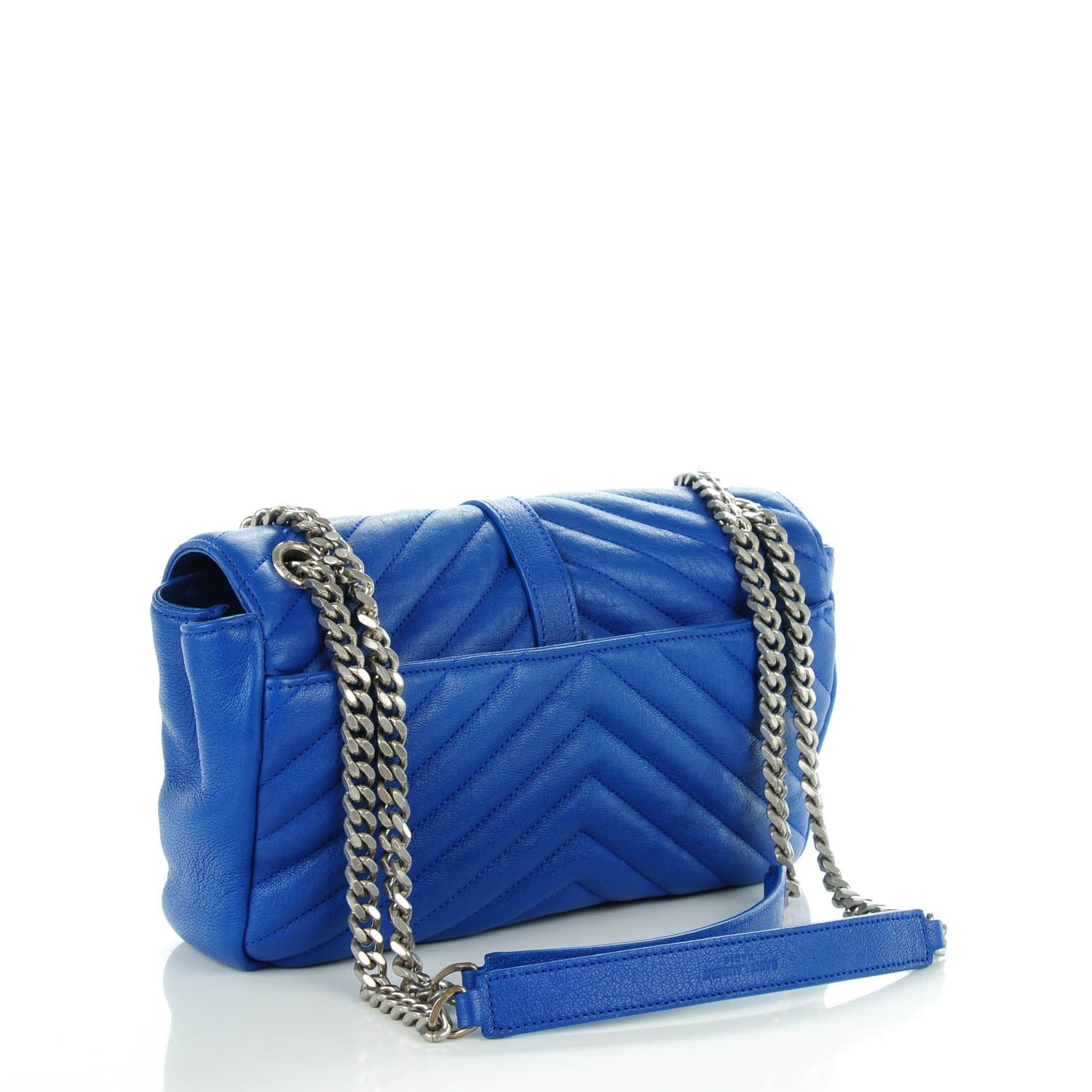 Saint Laurent Sheepskin Matelasse Medium Monogram College Punk Chain Satchel Blue Majorelle 3 of 8