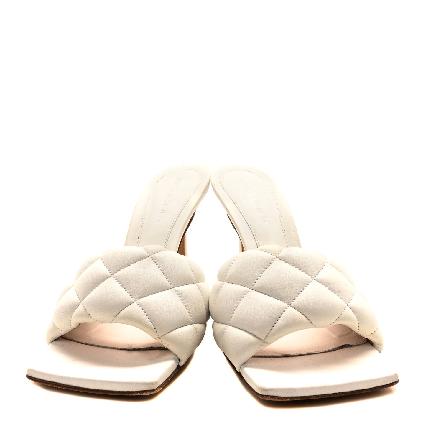 Nappa Matelasse Padded Mule Sandals 38.5 Optic White