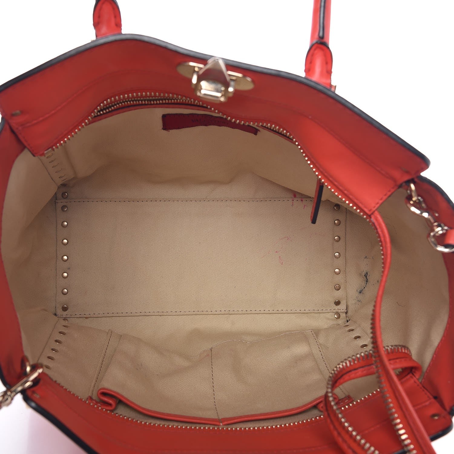 Valentino Garavani Vitello Rockstud Double Handle Tote English Red 6 of 20