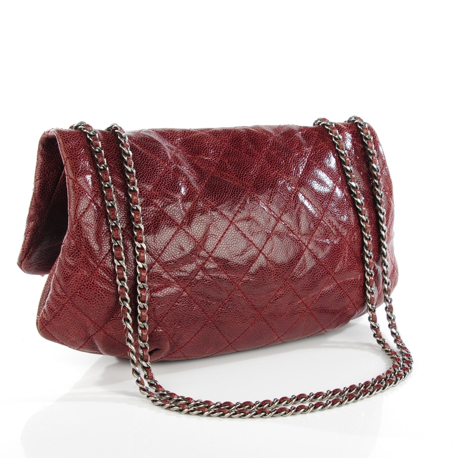Chanel Grained Calfskin Quilted Medium Elastic Flap Bordeaux 3 of 8