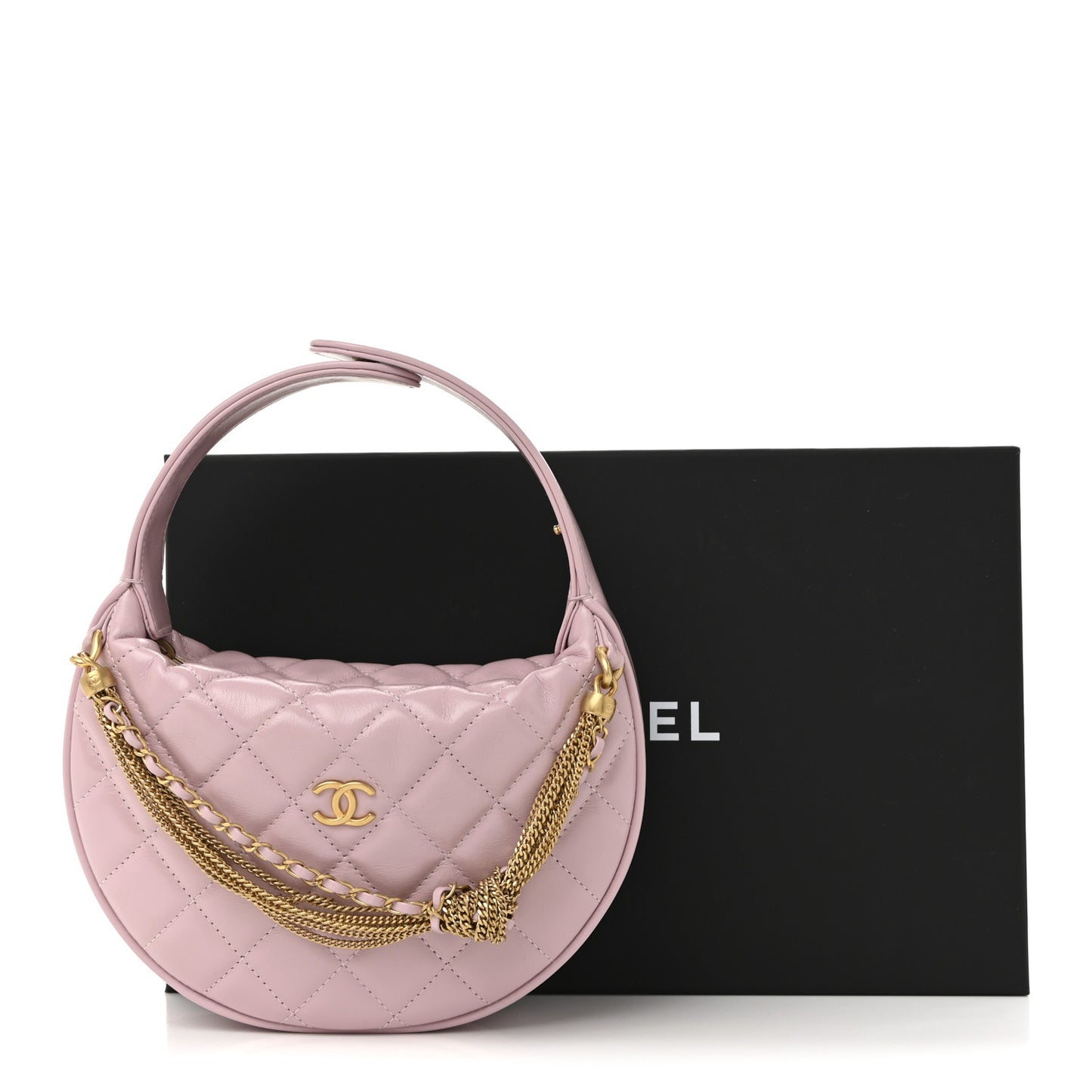 Shiny Crumpled Calfskin Quilted Precious Tie Hobo Pink