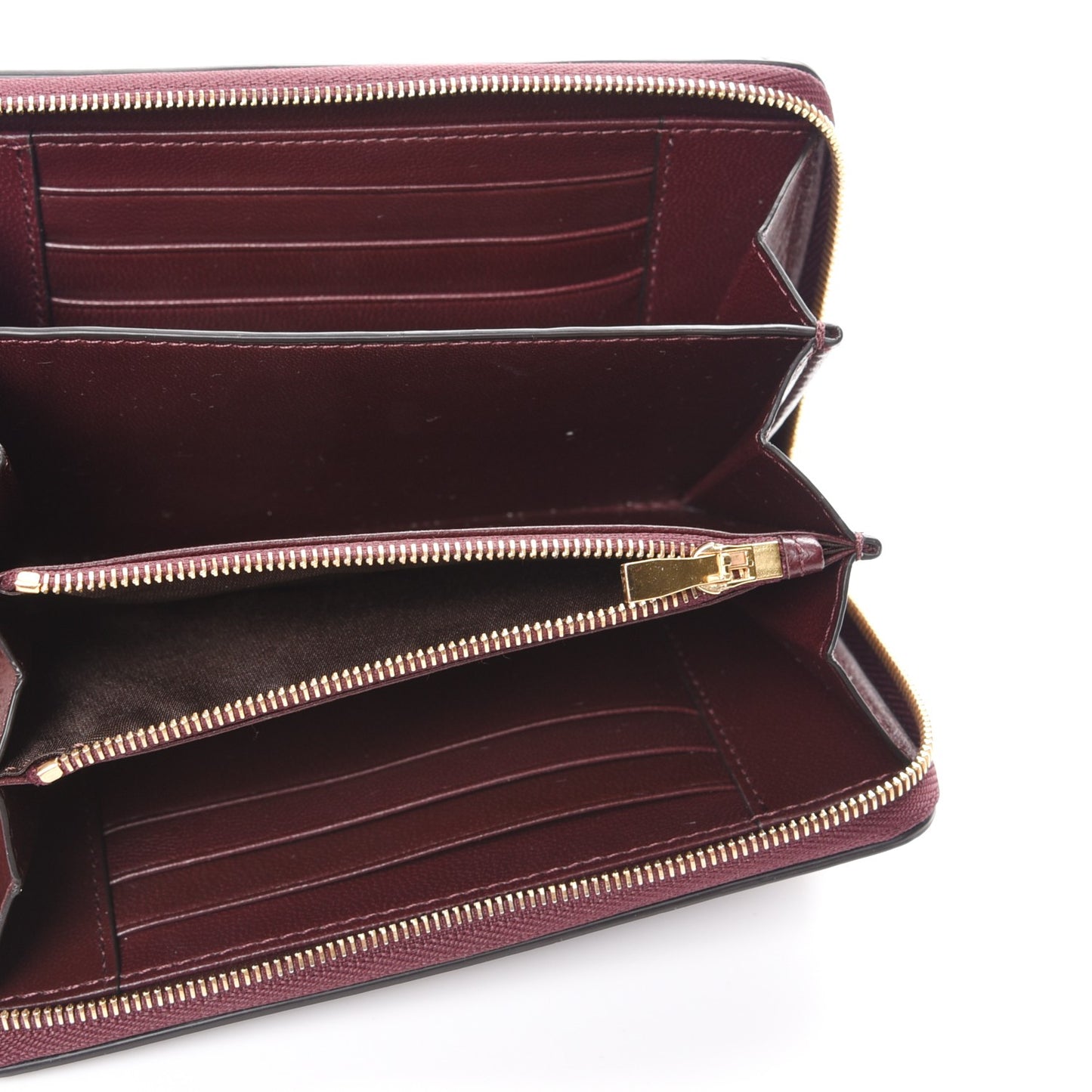 Crocodile Embossed Medium Zip Around Wallet Burgundy