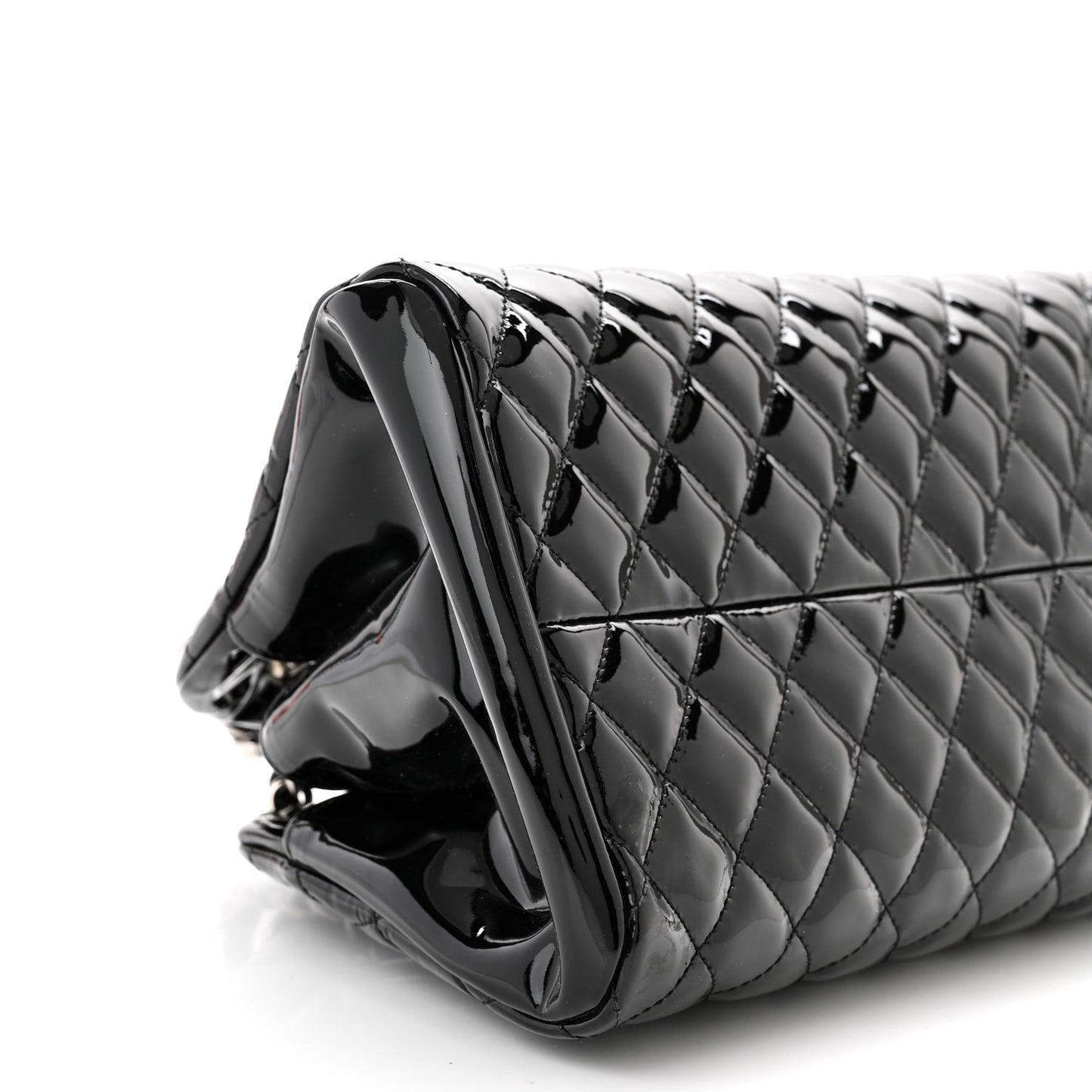 Patent Quilted Medium Just Mademoiselle Bowling Bag Black