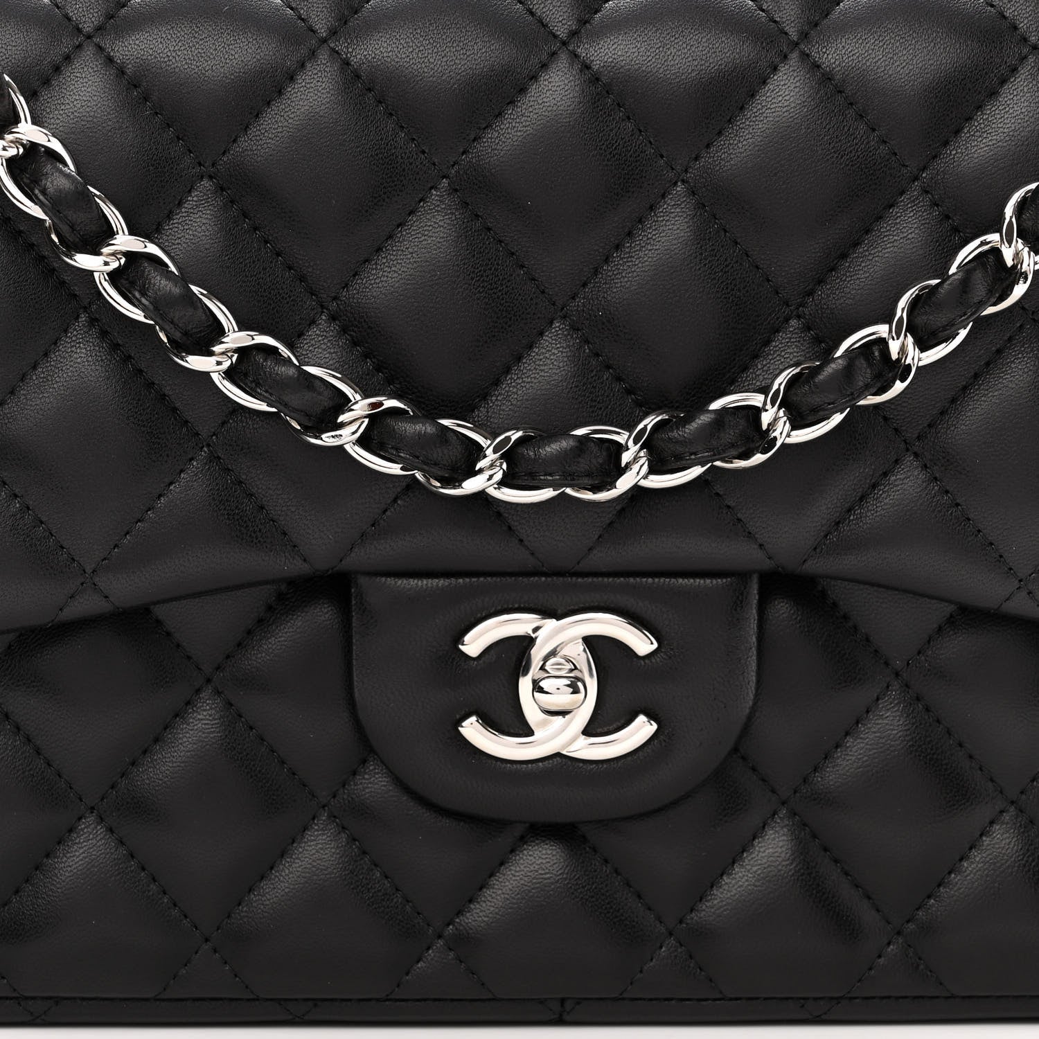 Chanel Lambskin Quilted Jumbo Double Flap Black 8 of 11