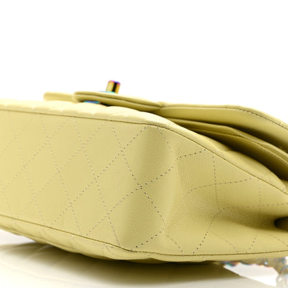 Chanel Caviar Quilted Rainbow CC Small Double Flap Green 10 of 10