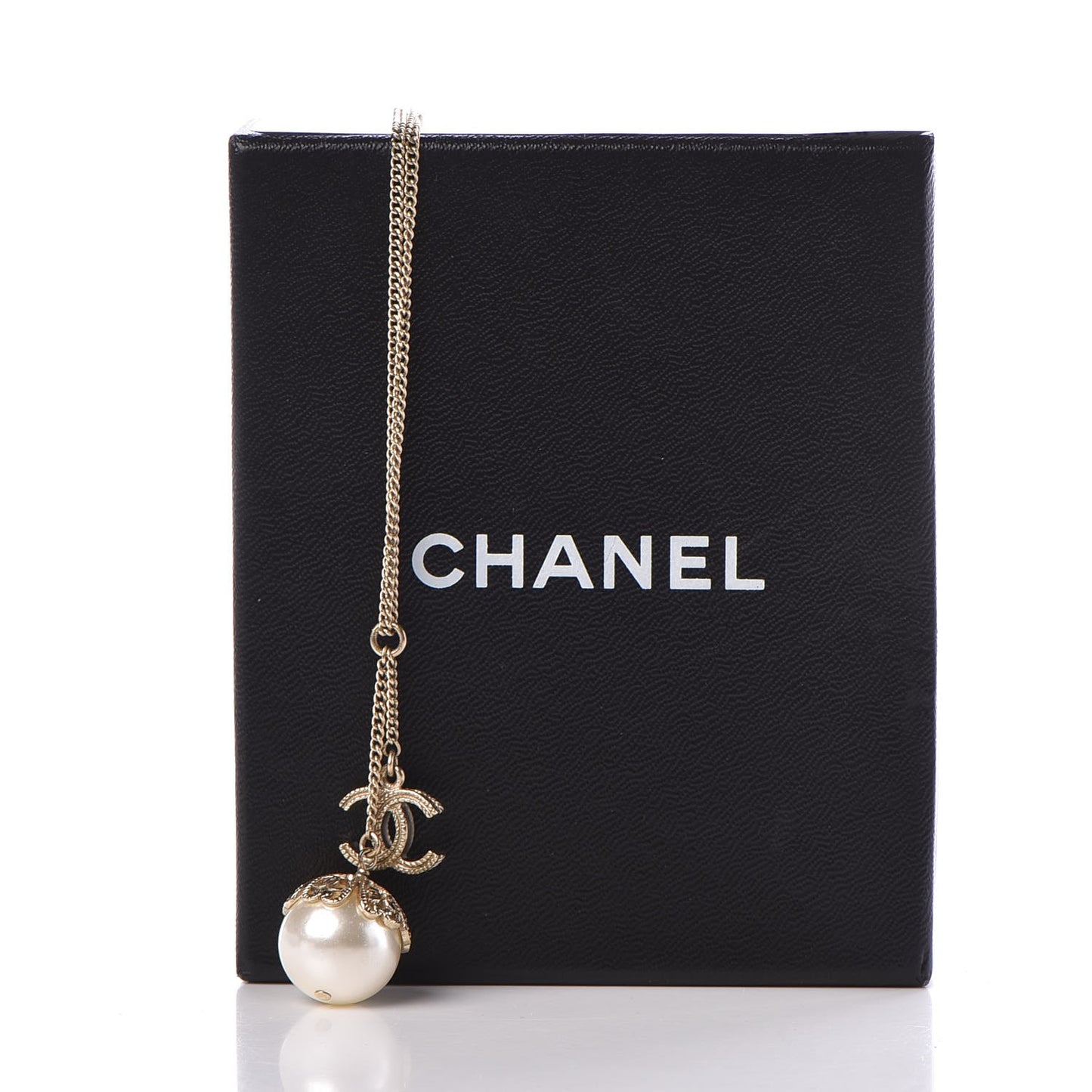 Pearl CC Drop Necklace Gold