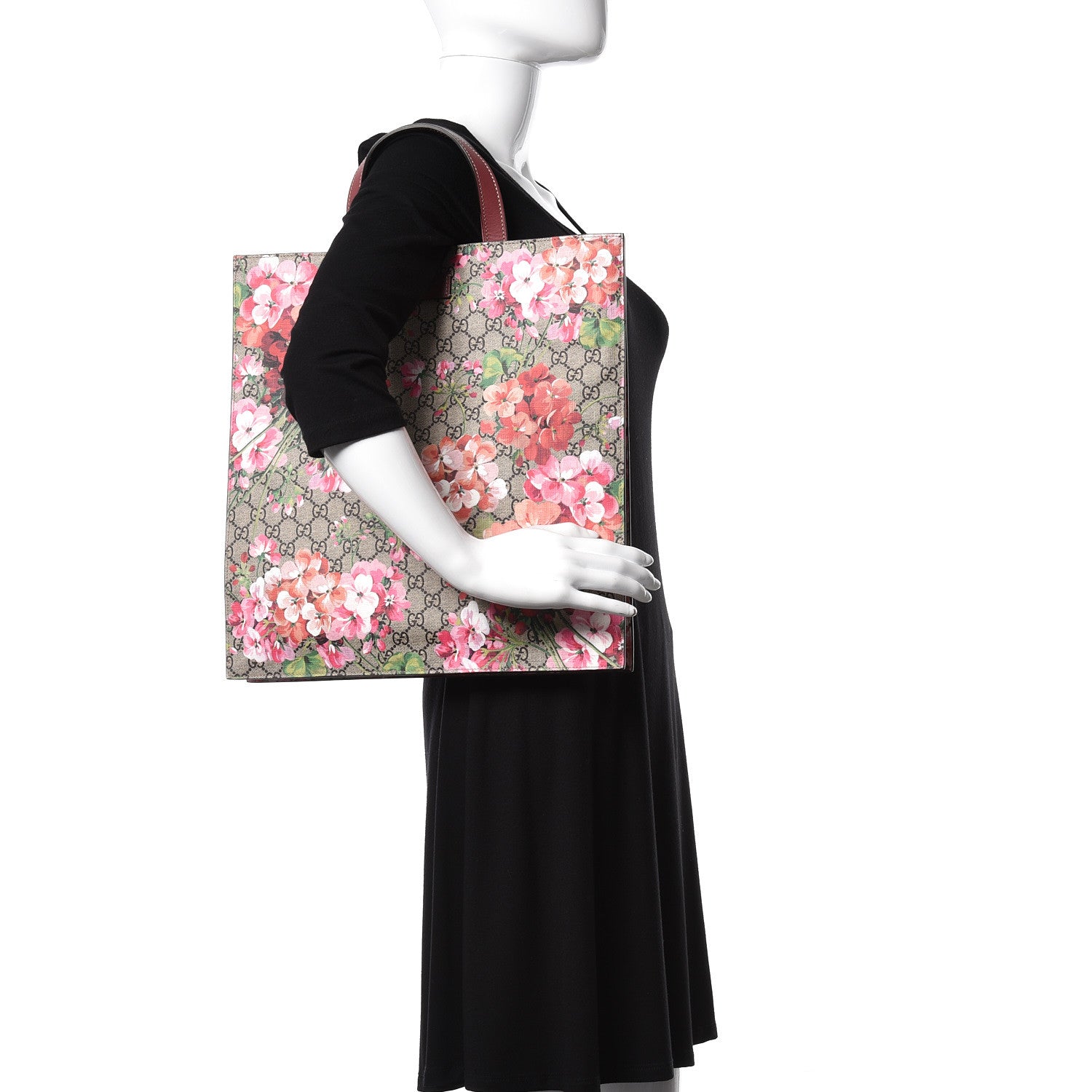 Gucci Soft GG Supreme Monogram Blooms Vertical Tote Beige Multicolor Dry Rose 3 of 10