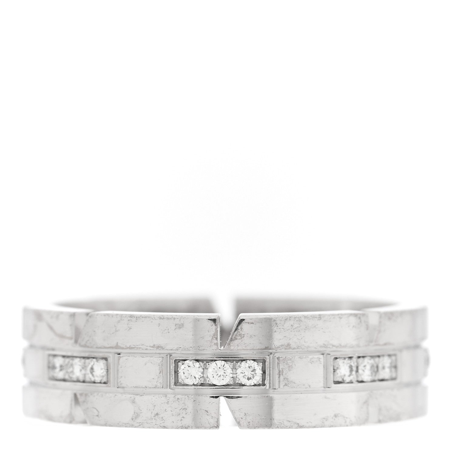 Cartier 18K White Gold Diamond Tank Francaise Band Ring 57 8 1 of 4