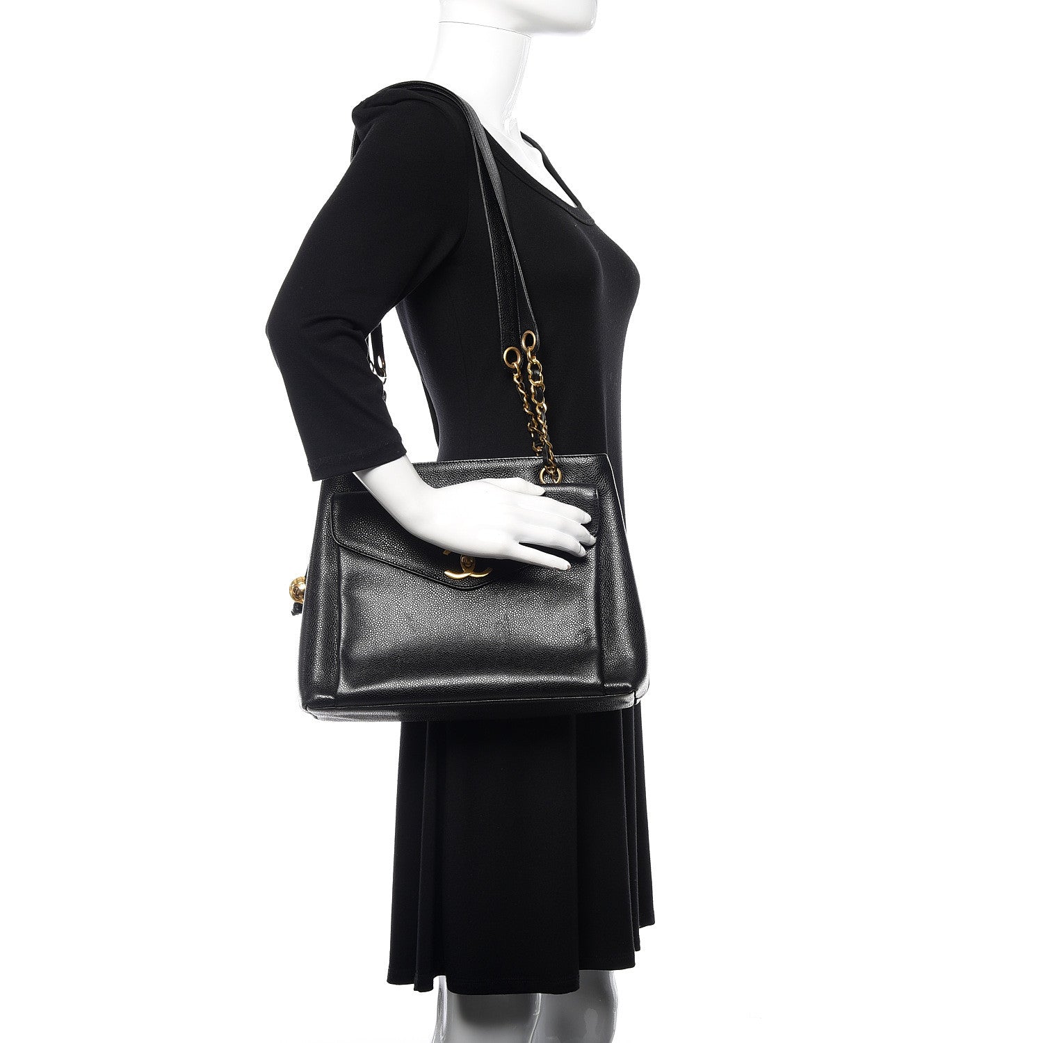 Chanel Caviar Flap Shoulder Bag Black 2 of 13