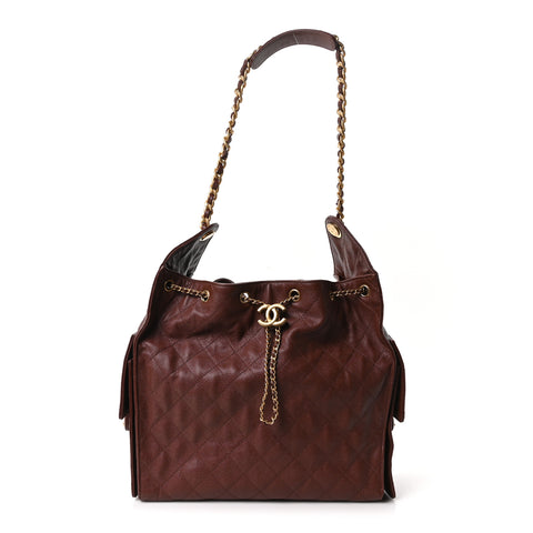 Caviar Quilted Medium Chanel 25 Handbag Dark Brown