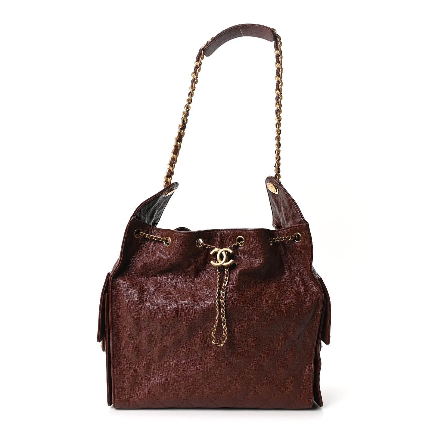 Caviar Quilted Medium Chanel 25 Handbag Dark Brown