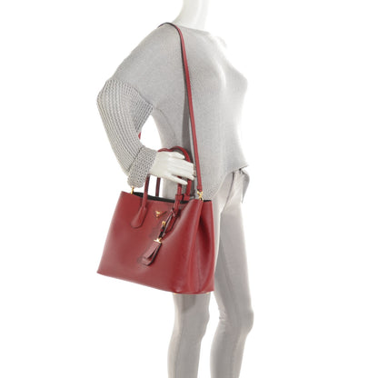 Prada Saffiano Cuir Medium Double Bag Rosso 2 of 10