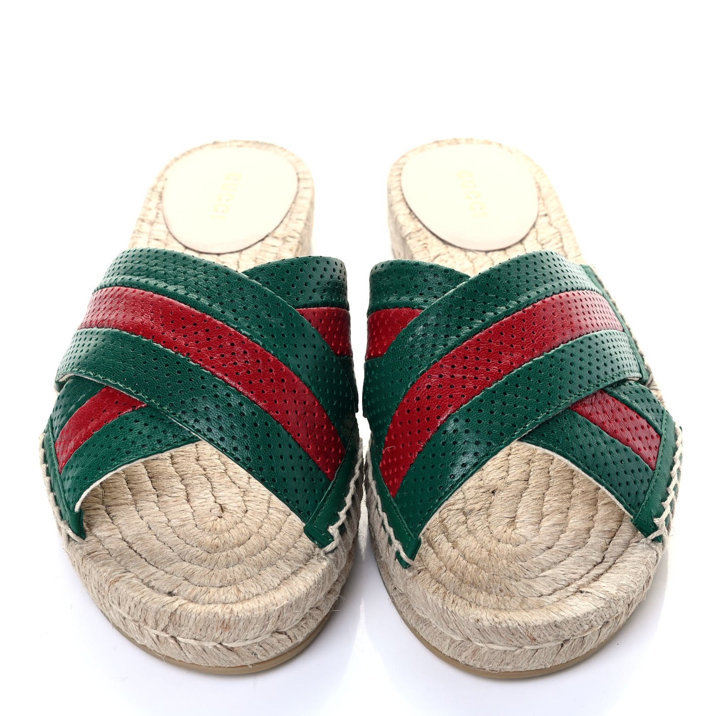 Malaga Kid Perforated Criss Cross Espadrille Slide Sandals 37 Emerald Hibiscus Red