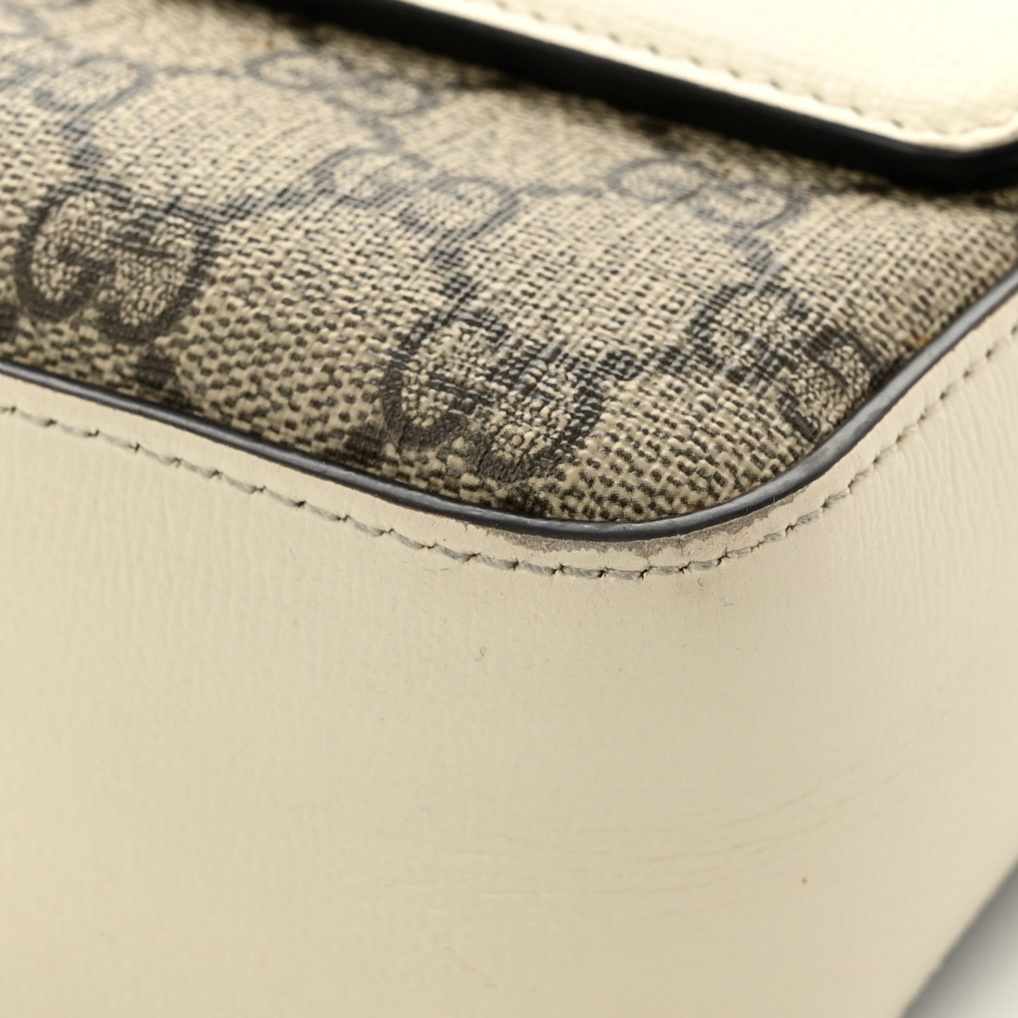 GG Supreme Monogram Small Horsebit 1955 Shoulder Bag Beige Mystic White
