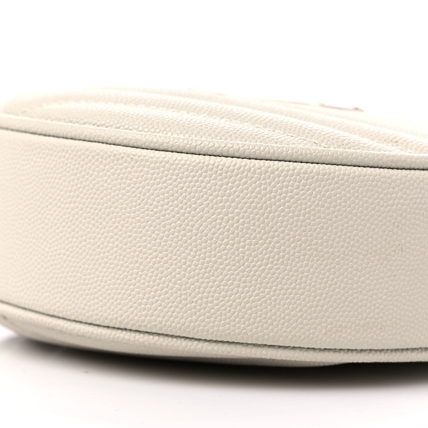 Saint Laurent Grain De Poudre Matelasse Chevron Quilted Round Vinyle Camera Bag Crema Soft 8 of 12