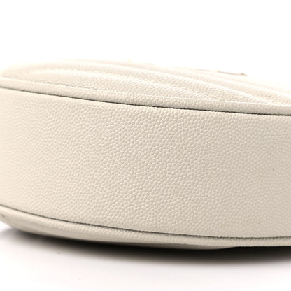 Saint Laurent Grain De Poudre Matelasse Chevron Quilted Round Vinyle Camera Bag Crema Soft 8 of 12