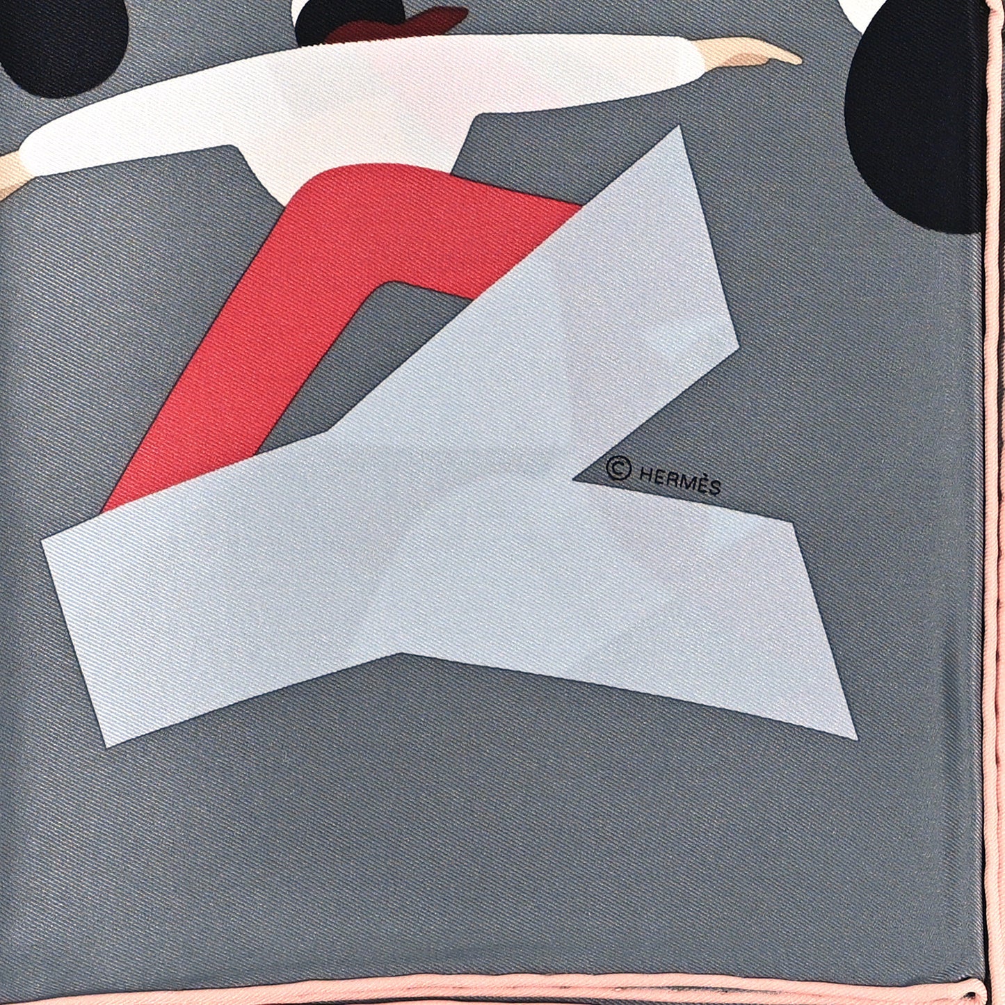 Silk Hommage a Gene Kelly Scarf 70 Gris Rose White