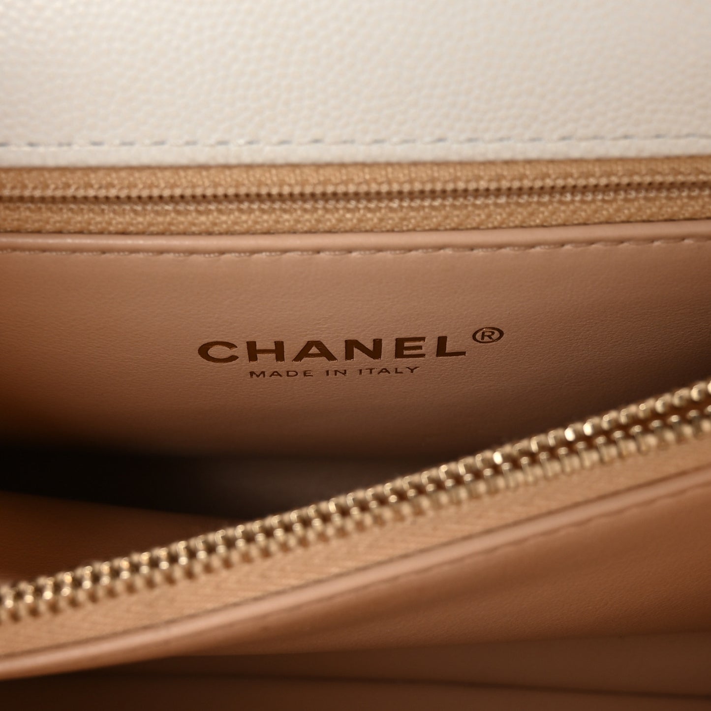 Caviar Quilted Small Chain Coco Handle Flap White