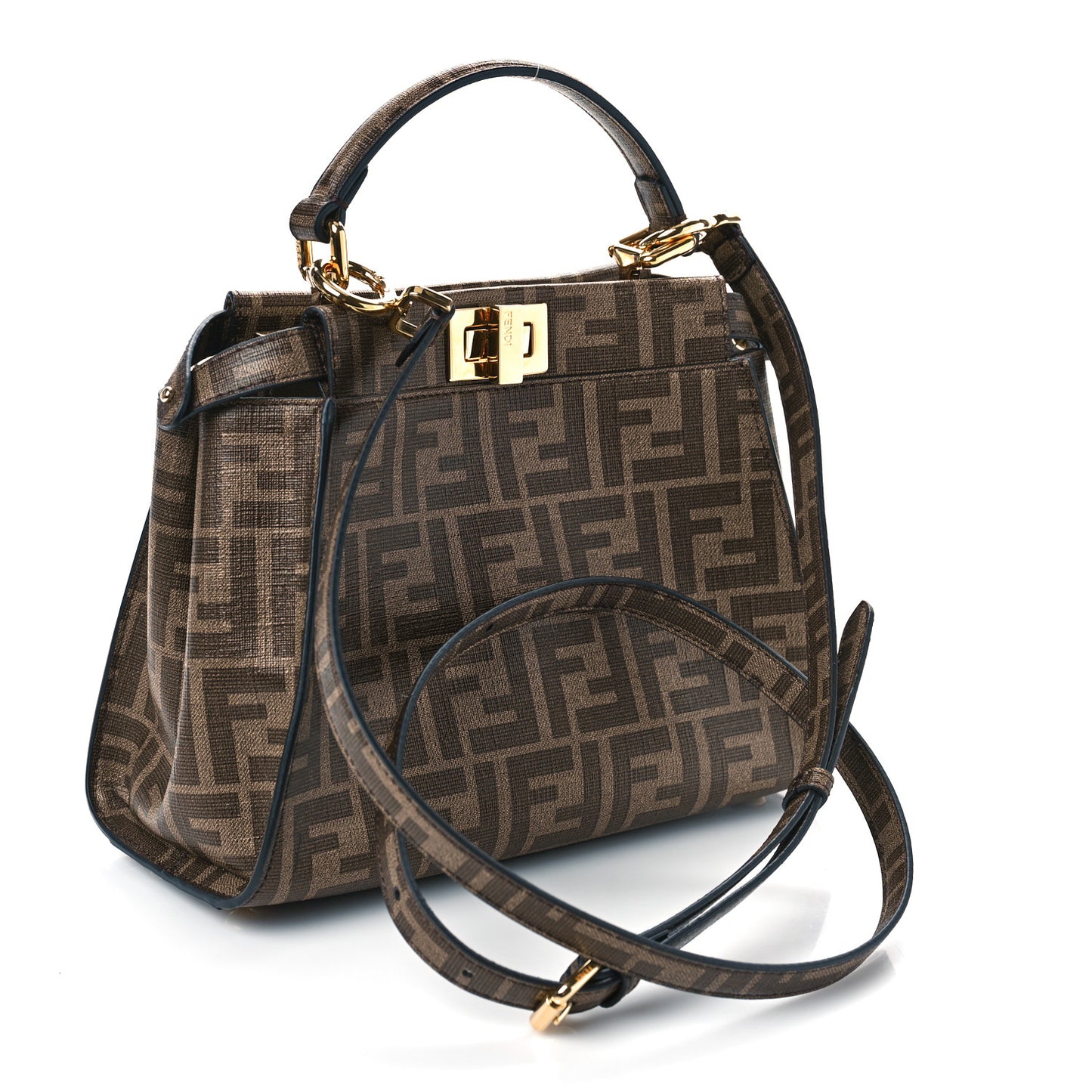 Glazed Fabric Vitello FF 1974 Hairdo Girls Inlay Mini Peekaboo Iconic Satchel Mogano Panna Multicolor