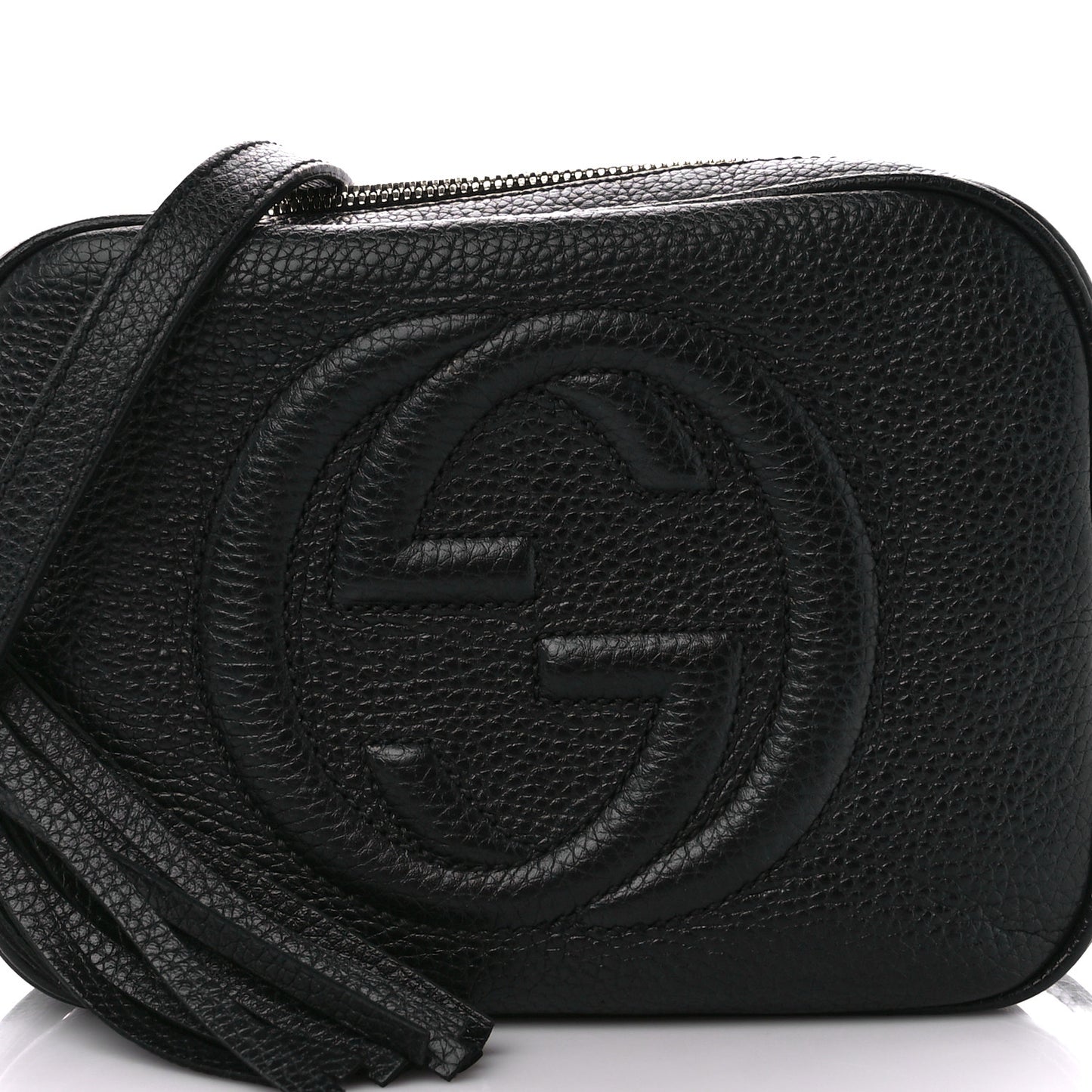 Pebbled Calfskin Small Soho Disco Bag Black