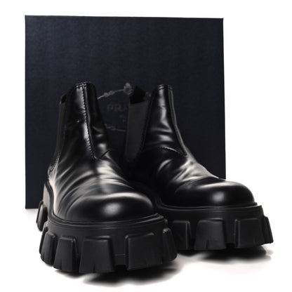 Prada Spazzolato Rois Mens Monolith Chelsea 55mm Ankle Boots 9 Black 9 of 9
