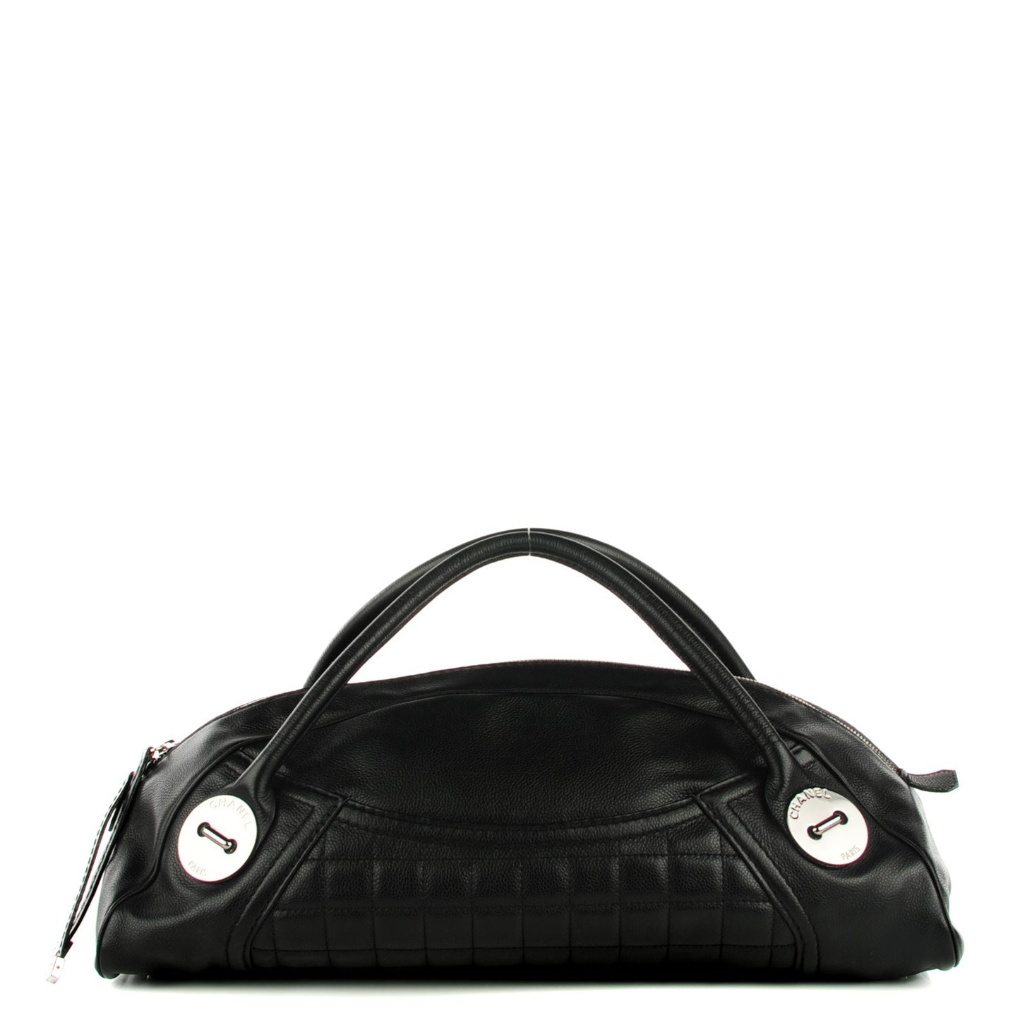 Caviar Square Quilted Dome Satchel Black