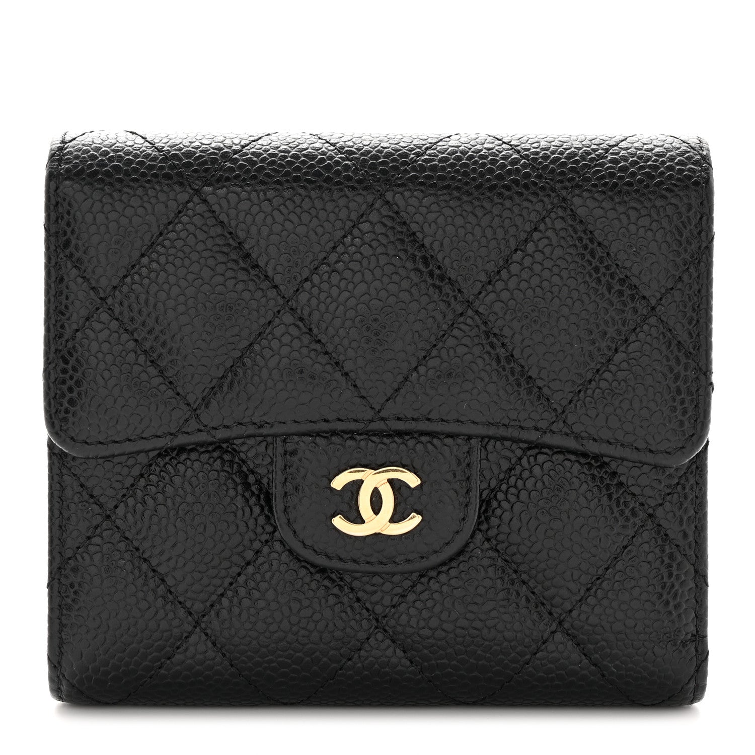 Chanel Caviar Quilted Compact Flap Wallet Black 1 of 9
