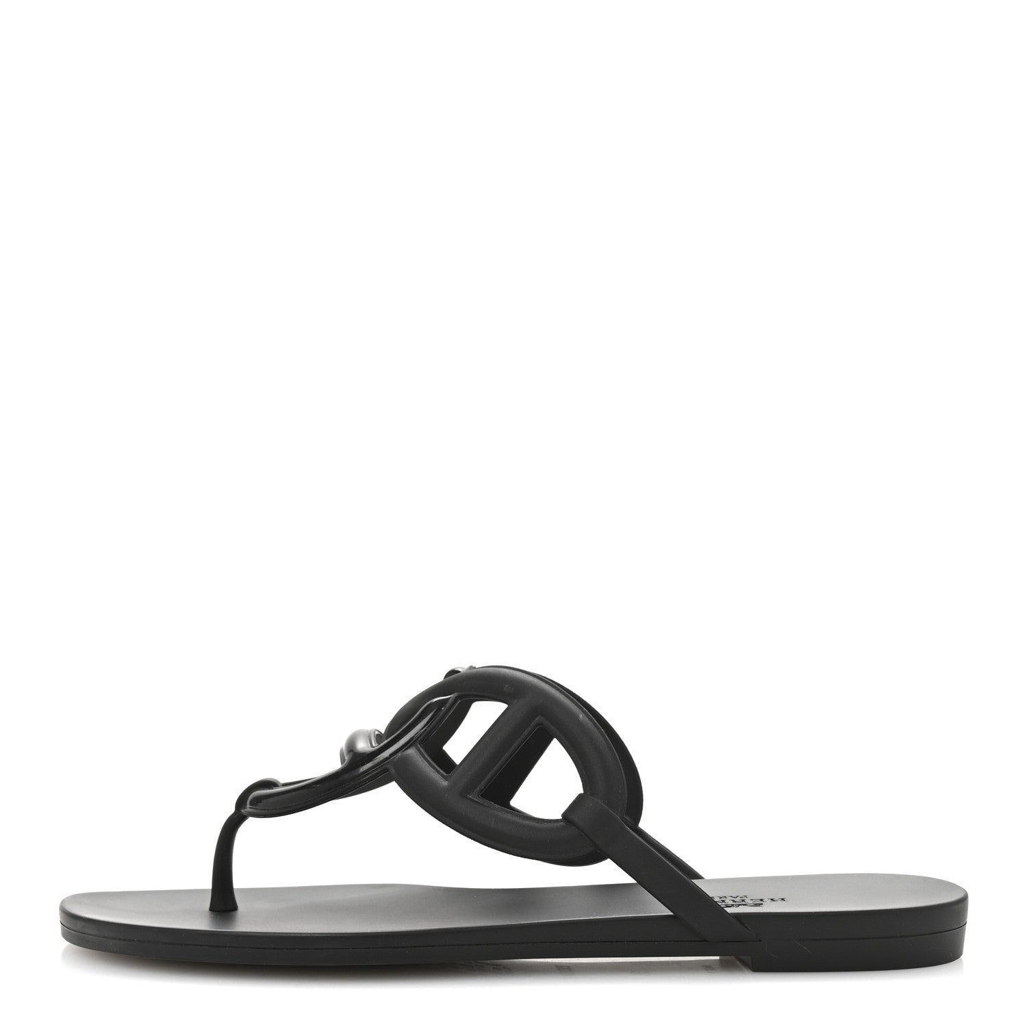 Hermes Rubber Womens Egerie Sandals 36 Black 1 of 10