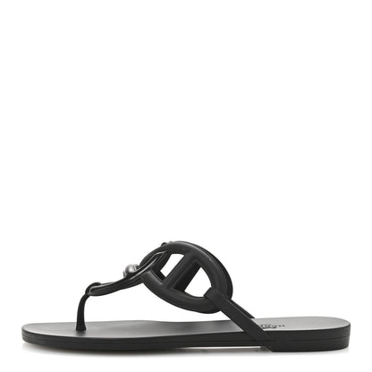 Hermes Rubber Womens Egerie Sandals 36 Black 1 of 10
