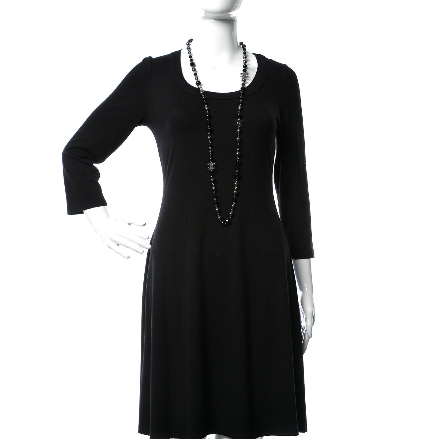 Ruthenium Beaded CC Long Necklace Black