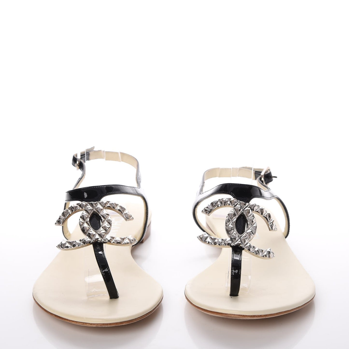 Patent CC Thong Sandals 38 Black