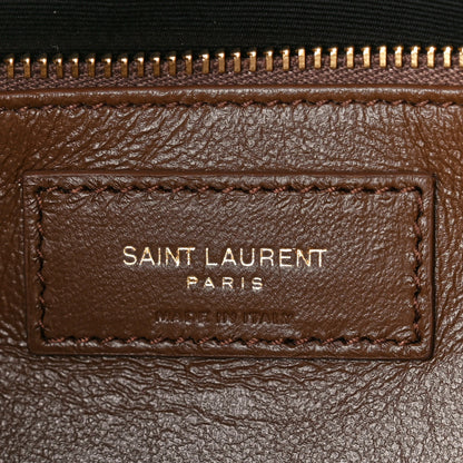 Saint Laurent Suede Calfskin Shearling Le 5 A 7 Hobo Dark Cigar Natural Beige 6 of 11