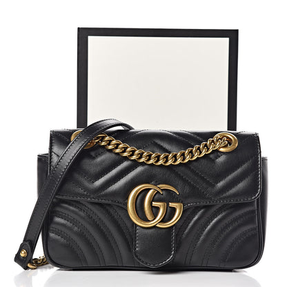 Gucci Calfskin Matelasse Mini GG Marmont Shoulder Bag Black 10 of 10