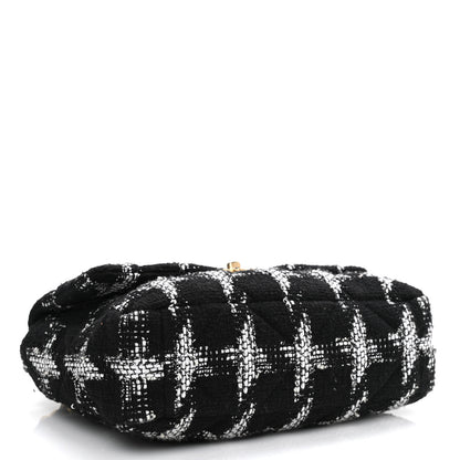 Chanel Tweed Quilted Large Chanel 19 Flap Black White 3 of 10