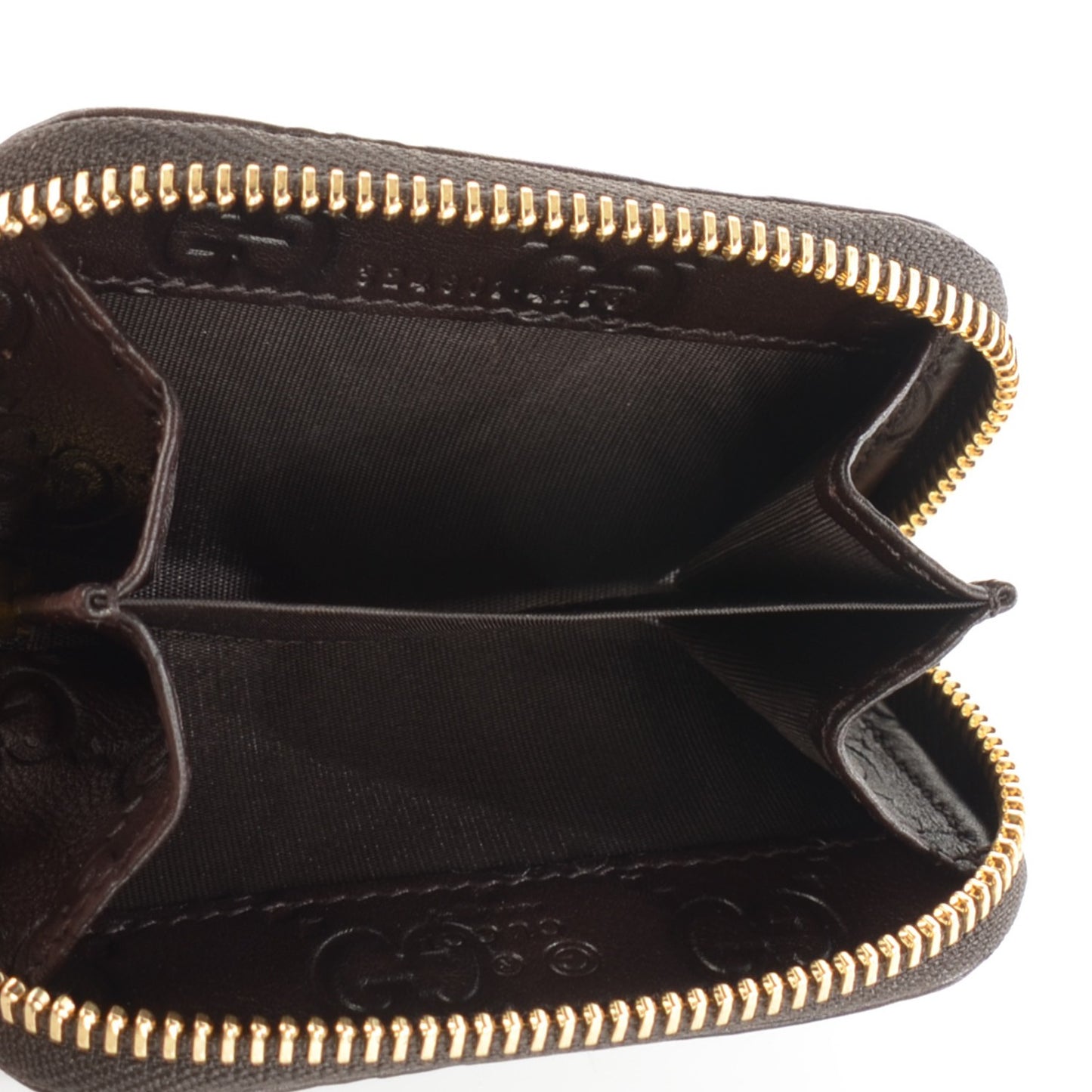 Guccissima Zip Around Coin Purse Wallet Dark Brown