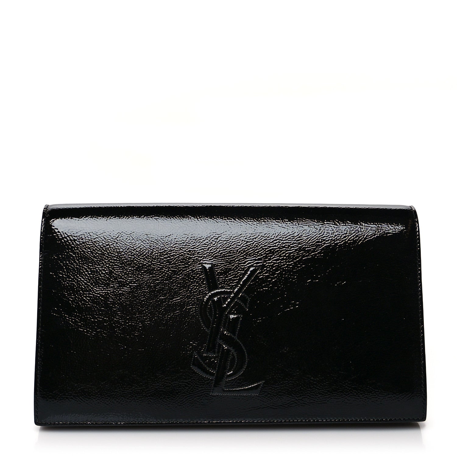 Saint Laurent Textured Patent Monogram Large Belle De Jour Clutch Black 1 of 7