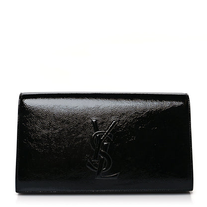 Saint Laurent Textured Patent Monogram Large Belle De Jour Clutch Black 1 of 7