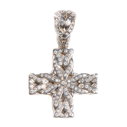John Hardy Sterling Silver 18K Gold Diamond Cross Pendant 1 of 3