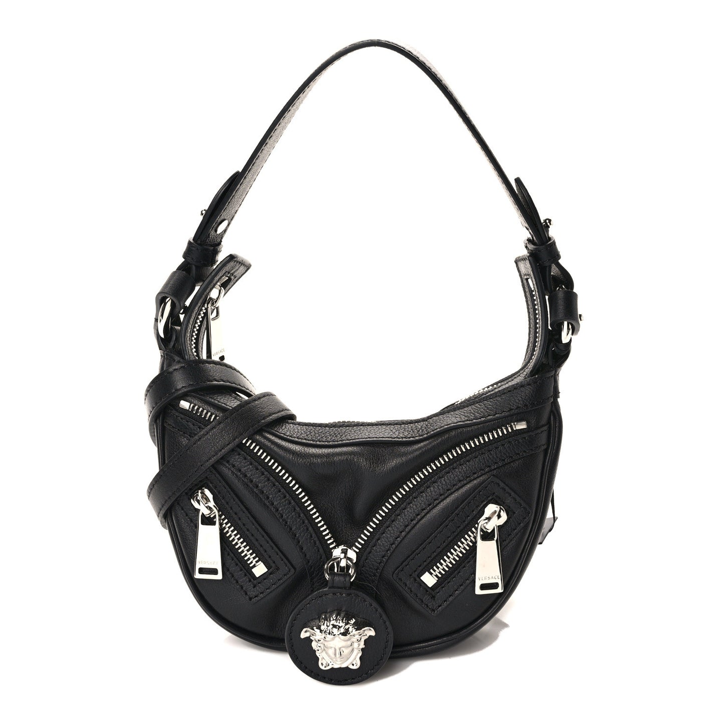 Calfskin Mini Repeat Zip Hobo Black