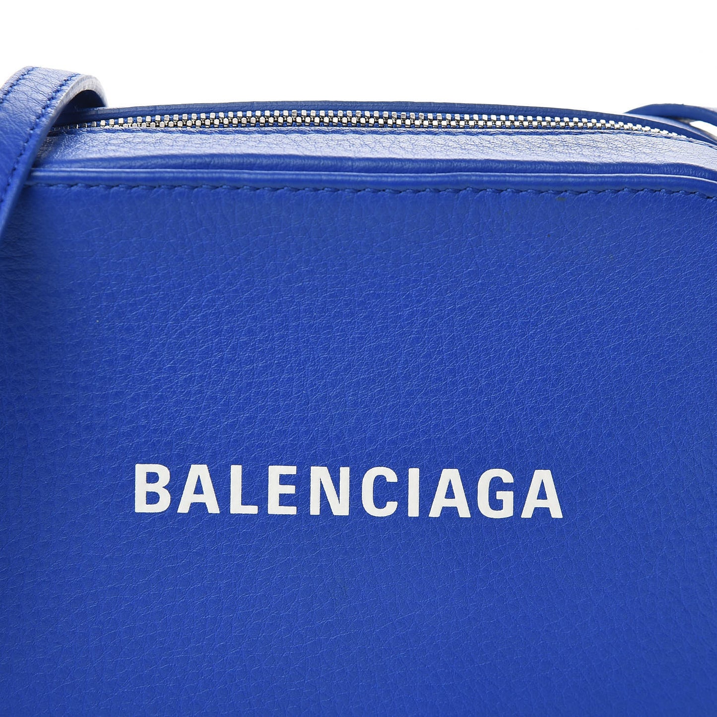 Smooth Calfskin Logo XS Everyday Camera Bag Bleu Prim White