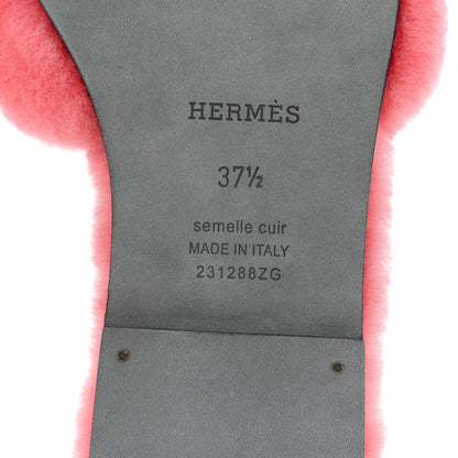 Hermes Woolskin Oran Sandals 37.5 Rose Du Desert 7 of 9