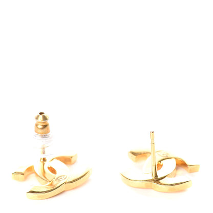 Chanel Metal Paris Button Earrings Gold 3 of 5