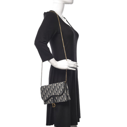 Christian Dior Oblique Saddle Chain Pouch Blue 2 of 10