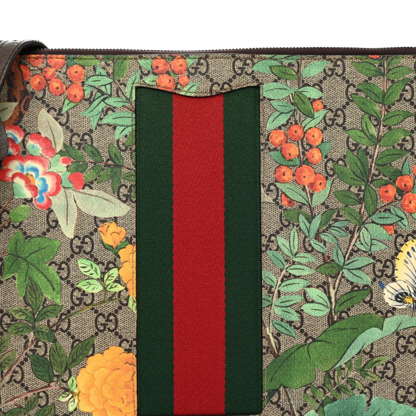 GG Supreme Monogram Tian Web Large Flat Messenger Beige Multicolor New Acero