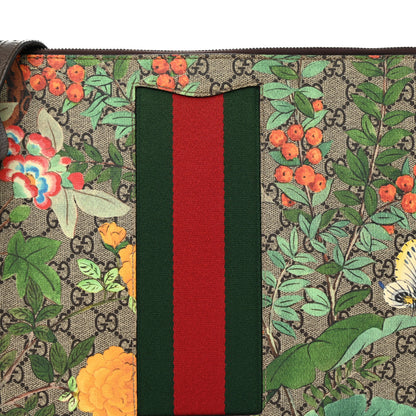 Gucci GG Supreme Monogram Tian Web Large Flat Messenger Beige Multicolor New Acero 8 of 10