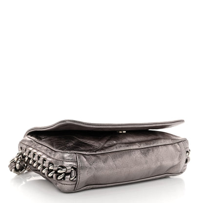 Chanel Metallic Cracked Calfskin Modern Chain Flap Bag Dark Silver 4 of 10