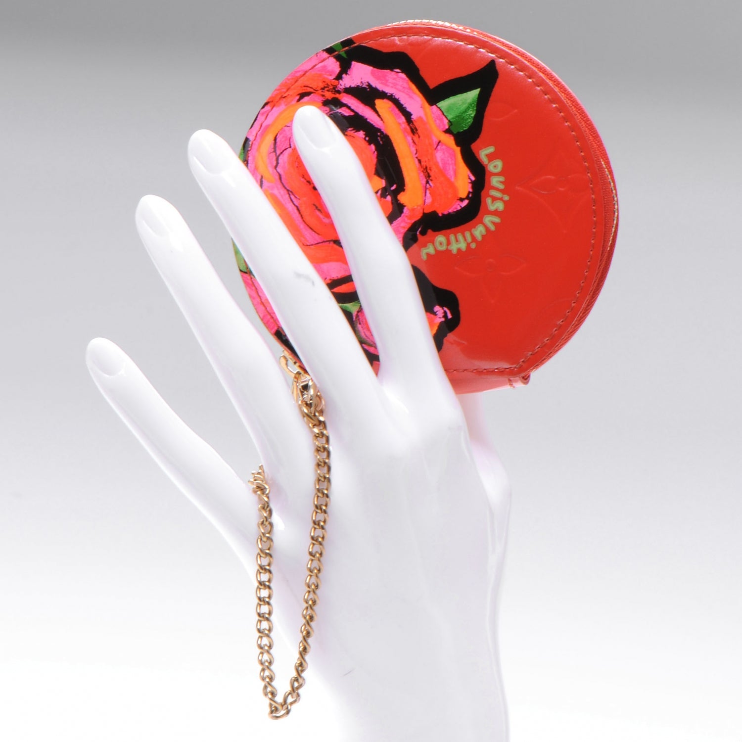 Louis Vuitton Vernis Roses Chapeau Coin Purse Orange Sunset 2 of 8
